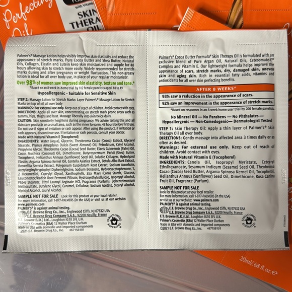 x5 Palmer’s Cocoa Butter Formula Duo Packets -Skin Therapy Oil & Massage Lotion - Picture 2 of 2